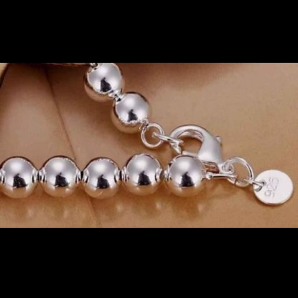 925 stamped beaded ball bracelet 8" approx. - Picture 2 of 2